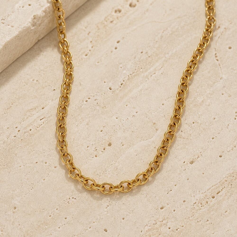 Sienna Textured Gold Plated Round Link Statement Chain